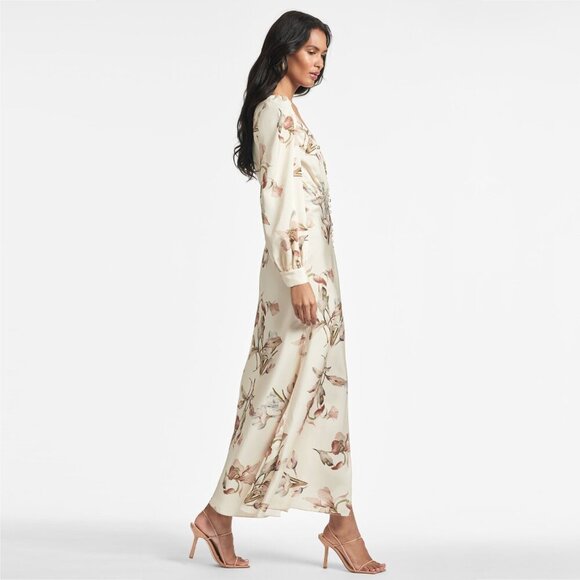 NWT SACHIN + BABI AMY Dress in Eggshell Venetia Petals Floral Satin Maxi Long 6 - Picture 2 of 14